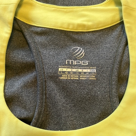 MPG Mondetta Performance Gear Gray and Yellow Activewear Tank Top - Picture 6 of 8